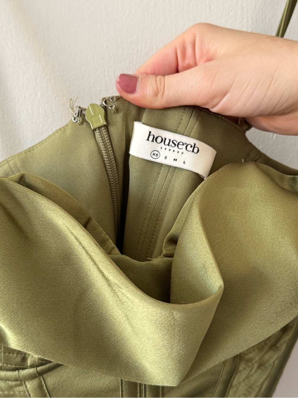 House of CB Olive Satin Bustier Midi Dress - Picture 6 of 7